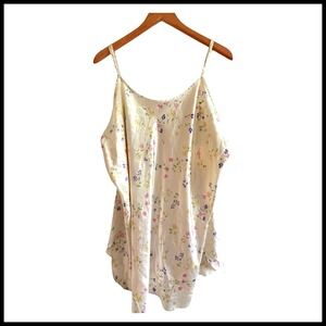 Cacique Floral Satin Chemise Nightgown Plus Size 22/24 3X Yellow Sexy Sensual
